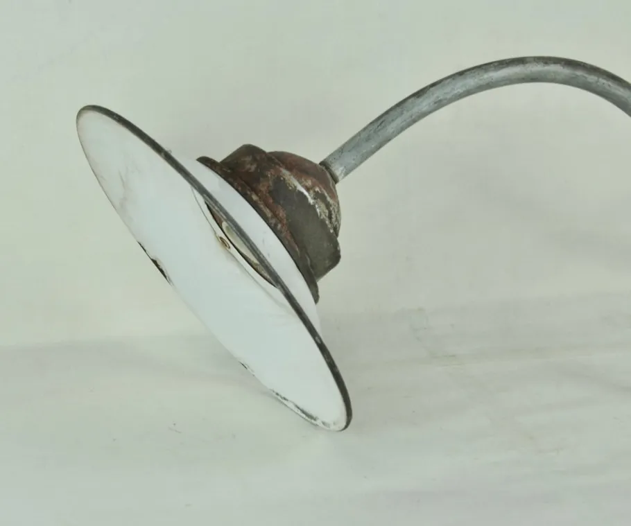Hot Pamono White Enameled Metal Garden Light, 1940s