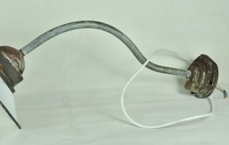 Hot Pamono White Enameled Metal Garden Light, 1940s