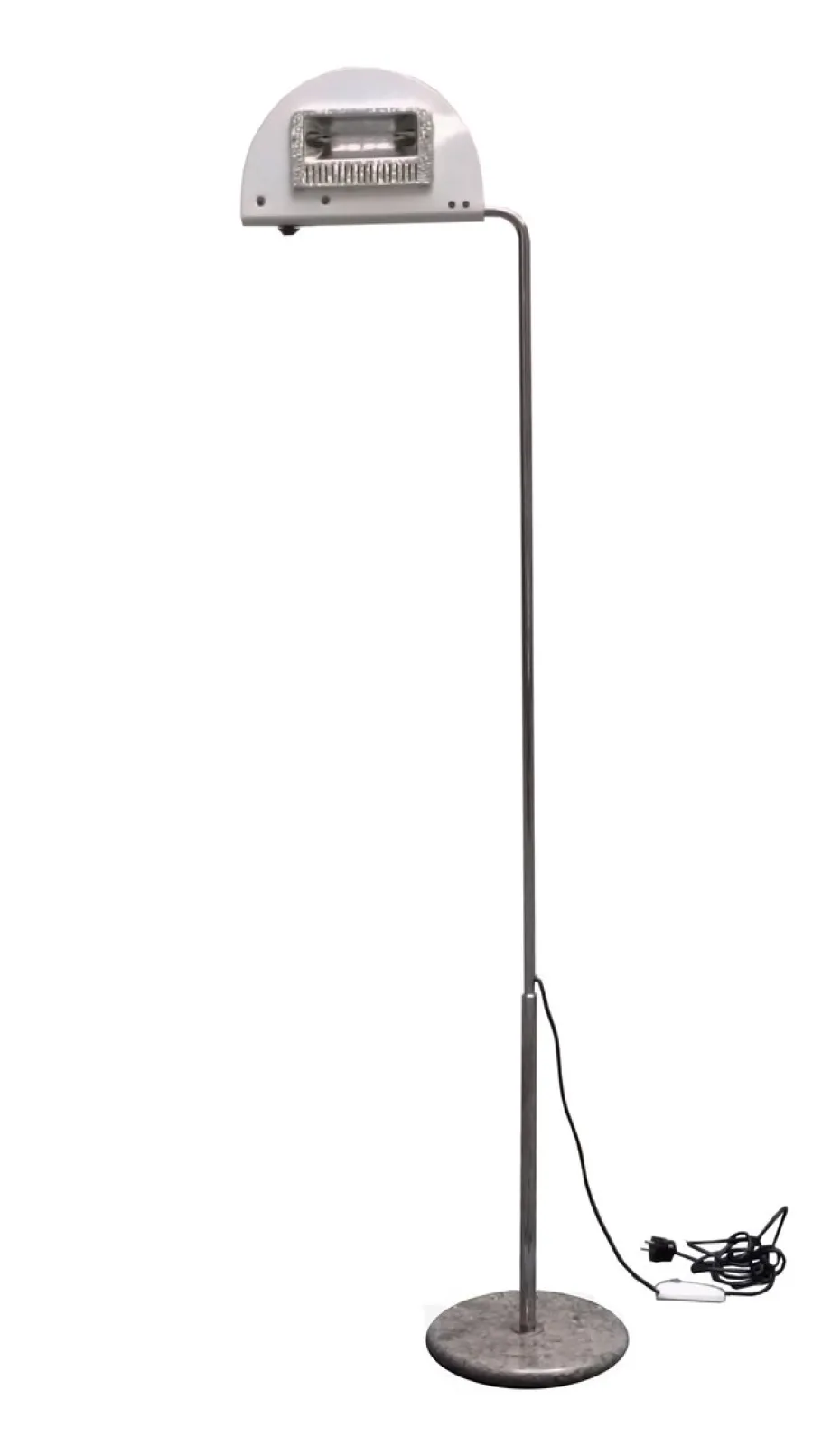 New Pamono White Floor Lamp by Bruno Gecchelin for Skipper Mezzaluna, Italy, 1970s