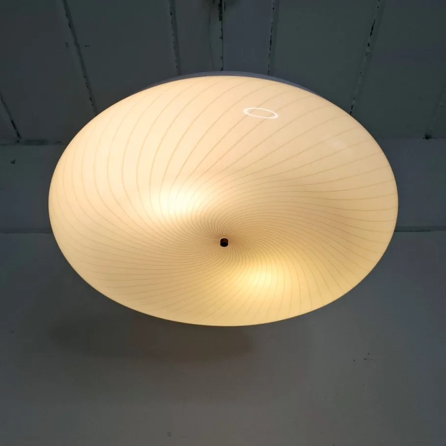 Hot Pamono White Grooved Acrylic Glass Suspension, 1970s