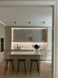 Hot Pamono White Kitchen Spotlights with Brass Fittings, Set of 3