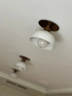 Hot Pamono White Kitchen Spotlights with Brass Fittings, Set of 3