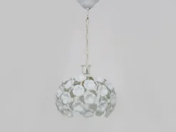 New Pamono White Metal Floral Pendant Light. 1970s