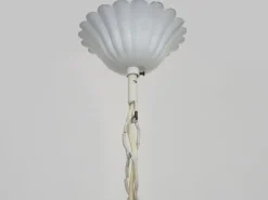 New Pamono White Metal Floral Pendant Light. 1970s