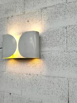 Pamono White Metal Foglio Wall Lamp attributed to Afra and Tobia Scarpa for Flos, 1970s