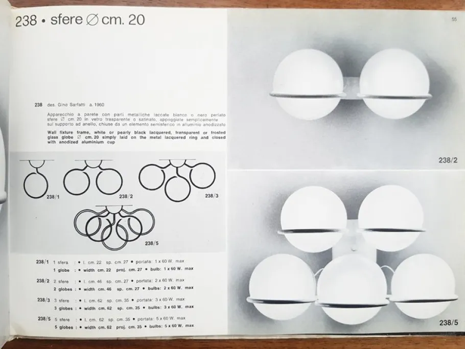 Best Pamono White Metal Model 238/2 Wall Light by Gino Sarfatti for Arteluce, 1960s