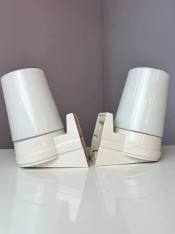 Pamono White Model 6070 Wall Lamps by Sigvard Bernadotte for IFÖ, Set of 2