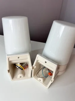 Pamono White Model 6070 Wall Lamps by Sigvard Bernadotte for IFÖ, Set of 2