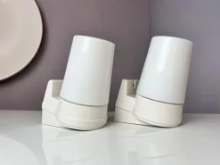 Pamono White Model 6070 Wall Lamps by Sigvard Bernadotte for IFÖ, Set of 2