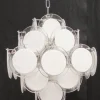 Clearance Pamono White Murano Glass Chandelier, 1970s