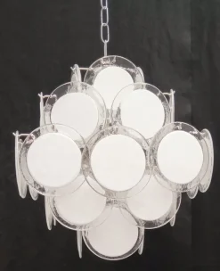 Clearance Pamono White Murano Glass Chandelier, 1970s