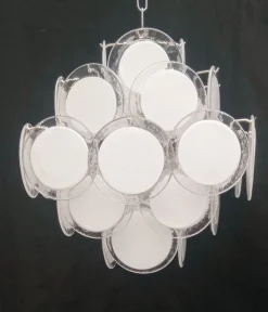 Clearance Pamono White Murano Glass Chandelier, 1970s
