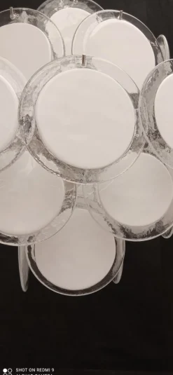 Clearance Pamono White Murano Glass Chandelier, 1970s