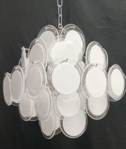 Clearance Pamono White Murano Glass Chandelier, 1970s