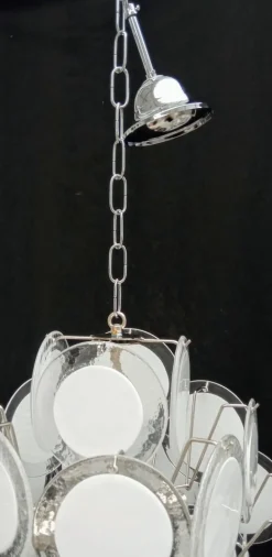 Clearance Pamono White Murano Glass Chandelier, 1970s