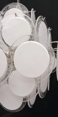 Clearance Pamono White Murano Glass Chandelier, 1970s