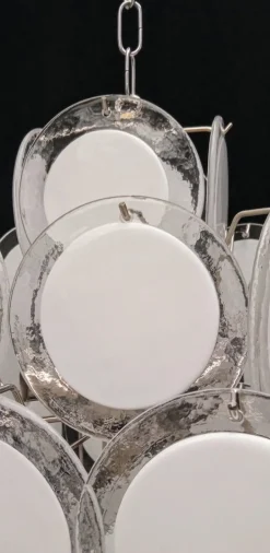 Clearance Pamono White Murano Glass Chandelier, 1970s