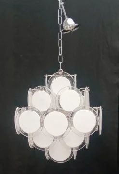 Clearance Pamono White Murano Glass Chandelier, 1970s