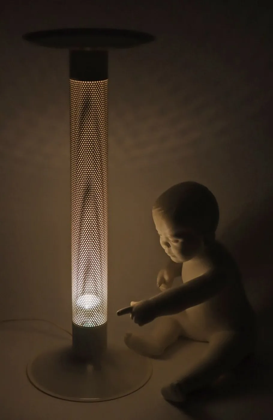 Discount Pamono White Perforated Metal Floor Lamp from Ikea, 1980s