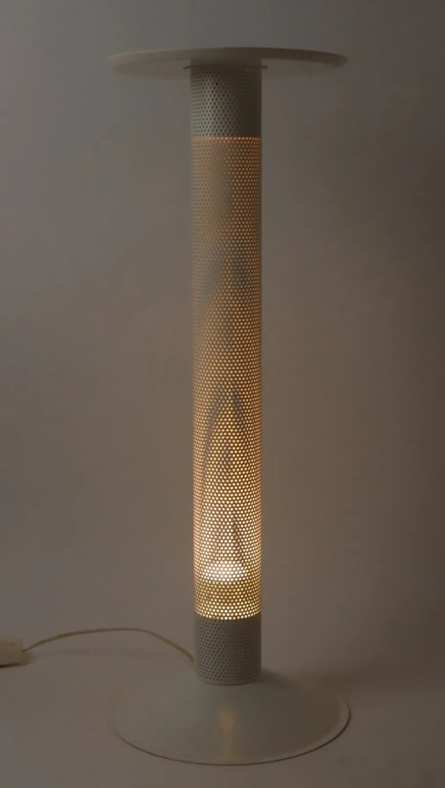 Discount Pamono White Perforated Metal Floor Lamp from Ikea, 1980s