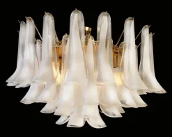 Discount Pamono White Petals Murano Glass Chandeliers, Set of 2