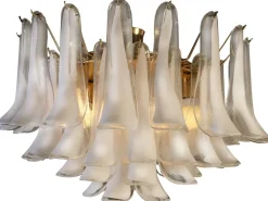 Discount Pamono White Petals Murano Glass Chandeliers, Set of 2