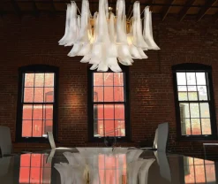 Discount Pamono White Petals Murano Glass Chandeliers, Set of 2