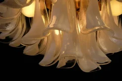 Discount Pamono White Petals Murano Glass Chandeliers, Set of 2