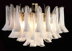 Discount Pamono White Petals Murano Glass Chandeliers, Set of 2