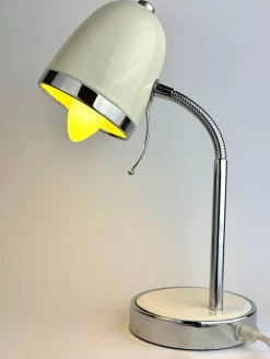 Discount Pamono White Space Age Table Lamp with Chrome Flex Arm, 1970s