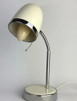 Discount Pamono White Space Age Table Lamp with Chrome Flex Arm, 1970s