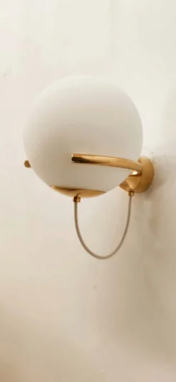 Clearance Pamono White Sphere Brass Wall Light