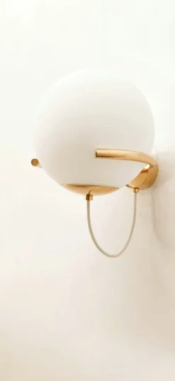 Clearance Pamono White Sphere Brass Wall Light