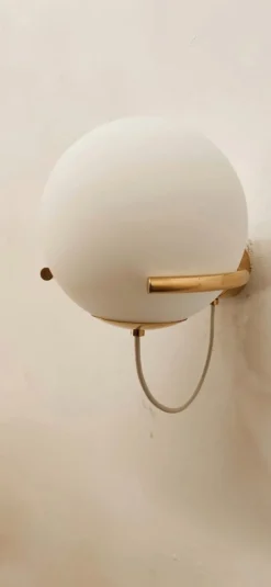 Clearance Pamono White Sphere Brass Wall Light