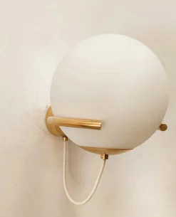 Clearance Pamono White Sphere Brass Wall Light