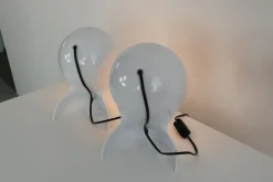 Outlet Pamono White Table Lamps Dalu by Vico Magistretti for Artemide, 1960s, Set of 2