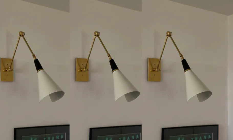 Best Pamono White Wall Lamps with Brass Fittings in the style of Stilnovo, Set of 3