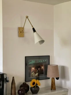 Best Pamono White Wall Lamps with Brass Fittings in the style of Stilnovo, Set of 3