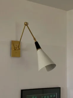 Best Pamono White Wall Lamps with Brass Fittings in the style of Stilnovo, Set of 3