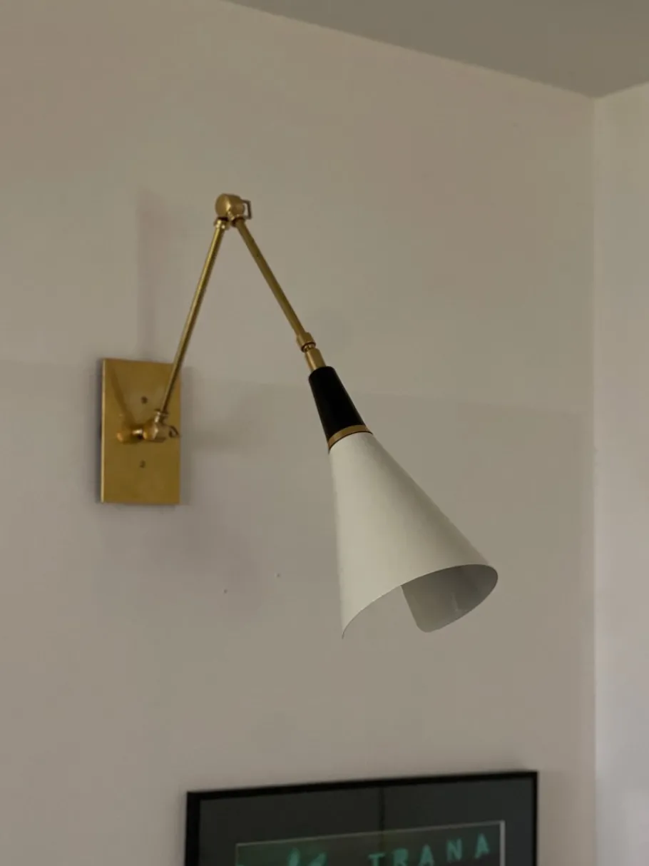 Best Pamono White Wall Lamps with Brass Fittings in the style of Stilnovo, Set of 3