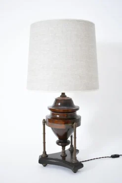 Discount Pamono Wood and Brass Baluster Lamp, 1910s