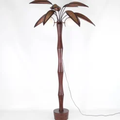 Pamono Wooden Coconut Tree Floor Lamp, 1970s