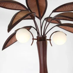 Pamono Wooden Coconut Tree Floor Lamp, 1970s