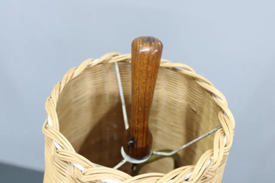 Outlet Pamono Wooden Table Lamp with Wicker Shade from Parker Knoll, Britain, 1960s