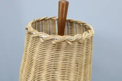 Outlet Pamono Wooden Table Lamp with Wicker Shade from Parker Knoll, Britain, 1960s