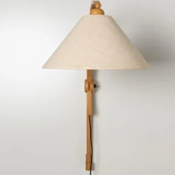 Hot Pamono Wooden Wall Lights with Natural Shade by Domus Germany, 1970s