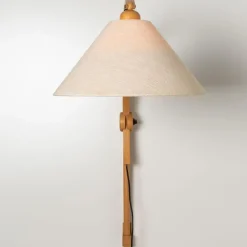 Hot Pamono Wooden Wall Lights with Natural Shade by Domus Germany, 1970s