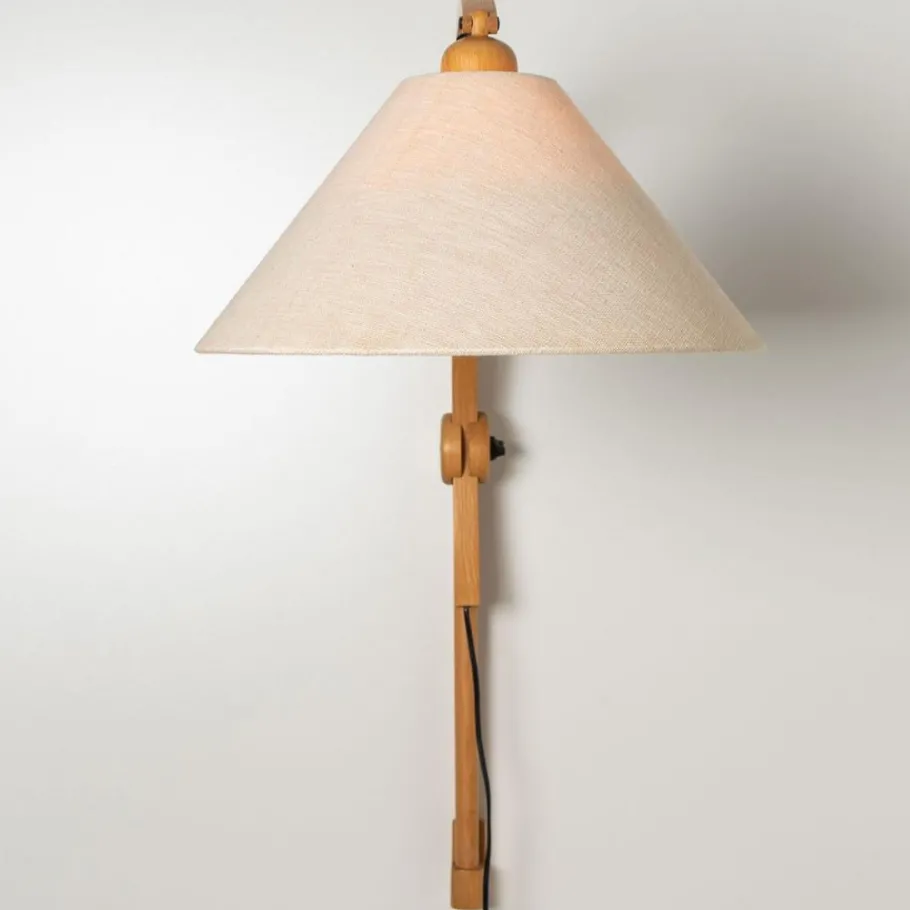 Hot Pamono Wooden Wall Lights with Natural Shade by Domus Germany, 1970s