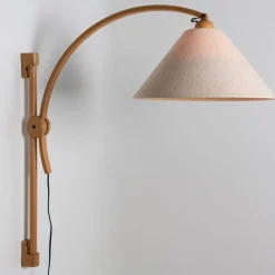 Hot Pamono Wooden Wall Lights with Natural Shade by Domus Germany, 1970s