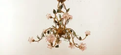 Sale Pamono Wrought Iron Chandelier with Vitri in Pink Murano
